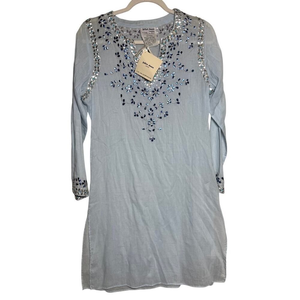 NWT Juliet Dunn Blue Embellished Tunic Sz. 2 (US 6/8)